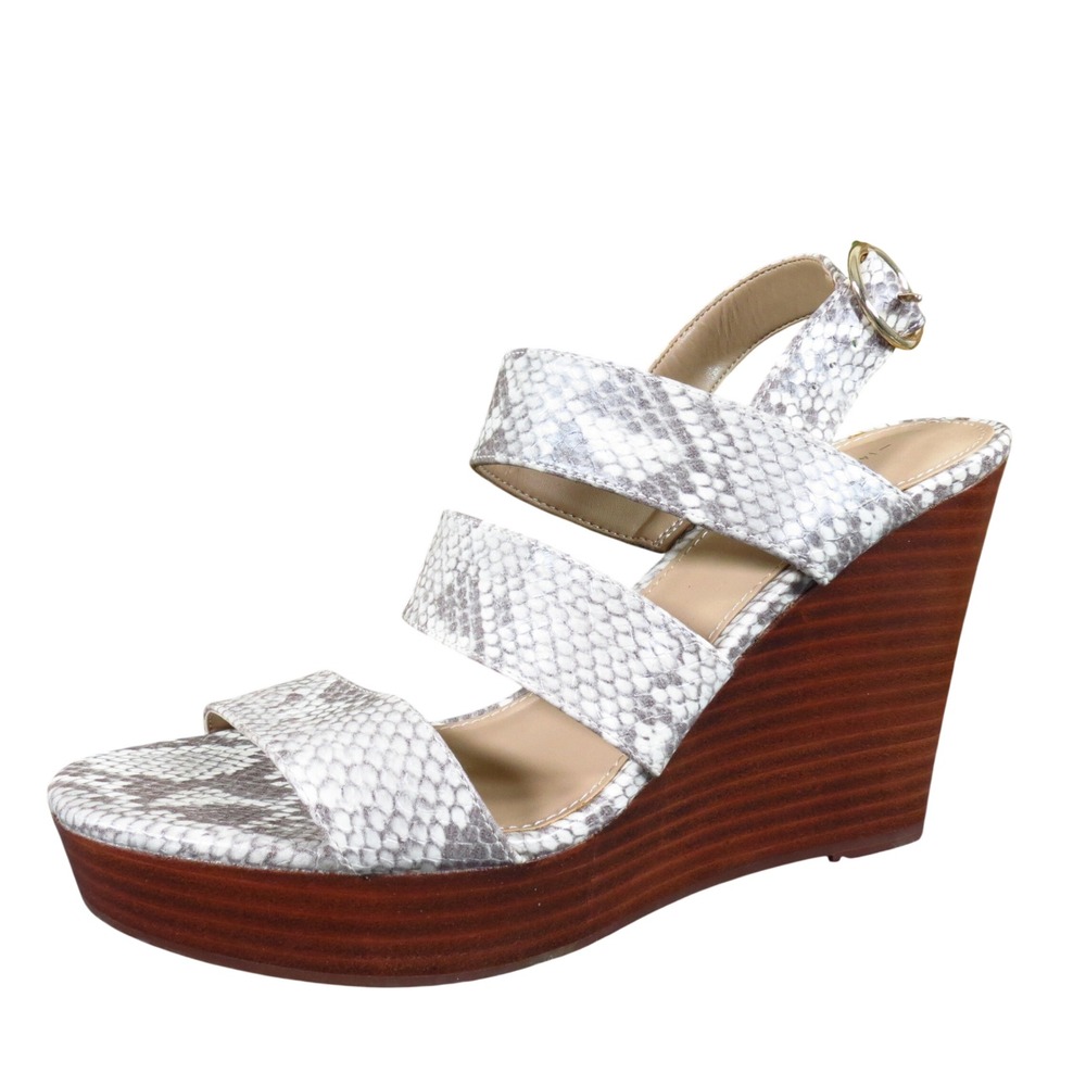 14th & Union Narissa Women Wedge Sandal 8.5 Summer Snakeskin Platform Gray